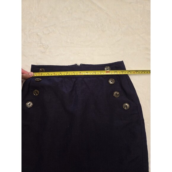Loft Womens Navy Linen blend Knee Length Straight Skirt Sz 2 - Picture 5 of 8